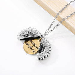 You Are My Sunshine Open Locket Sunflower Pendant Necklace  Boho Jewelry Friendship Gifts Bff Letter Necklace Collier